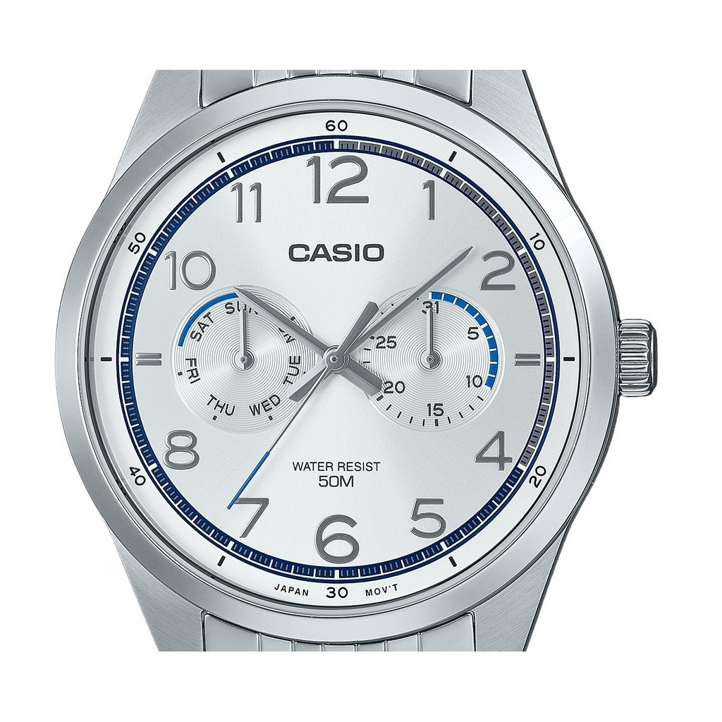 Reloj Casio Est Ndar Anal Gico De Acero Inoxidable Con Esfera Plateada