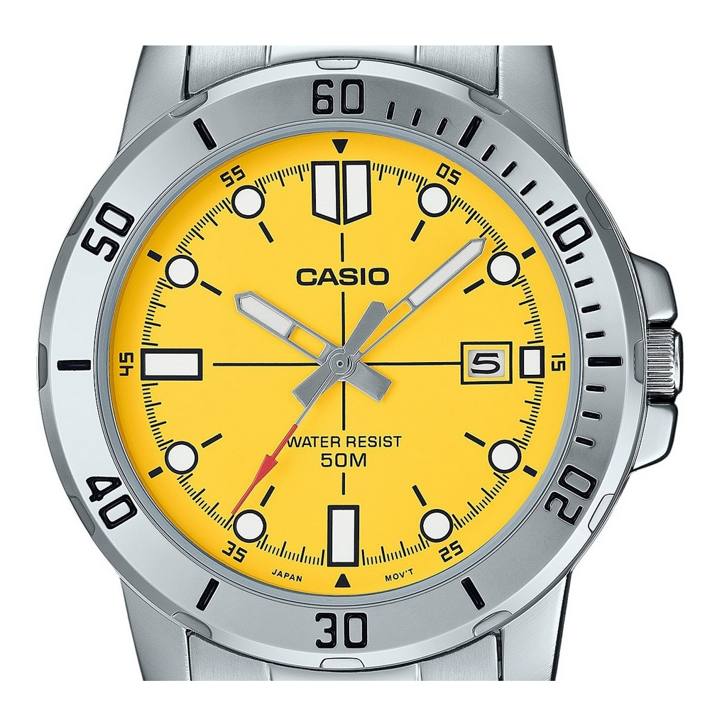 Casio Standard Analog Rustfrit St L Gul Urskive Quartz Mtp Vd D Ev