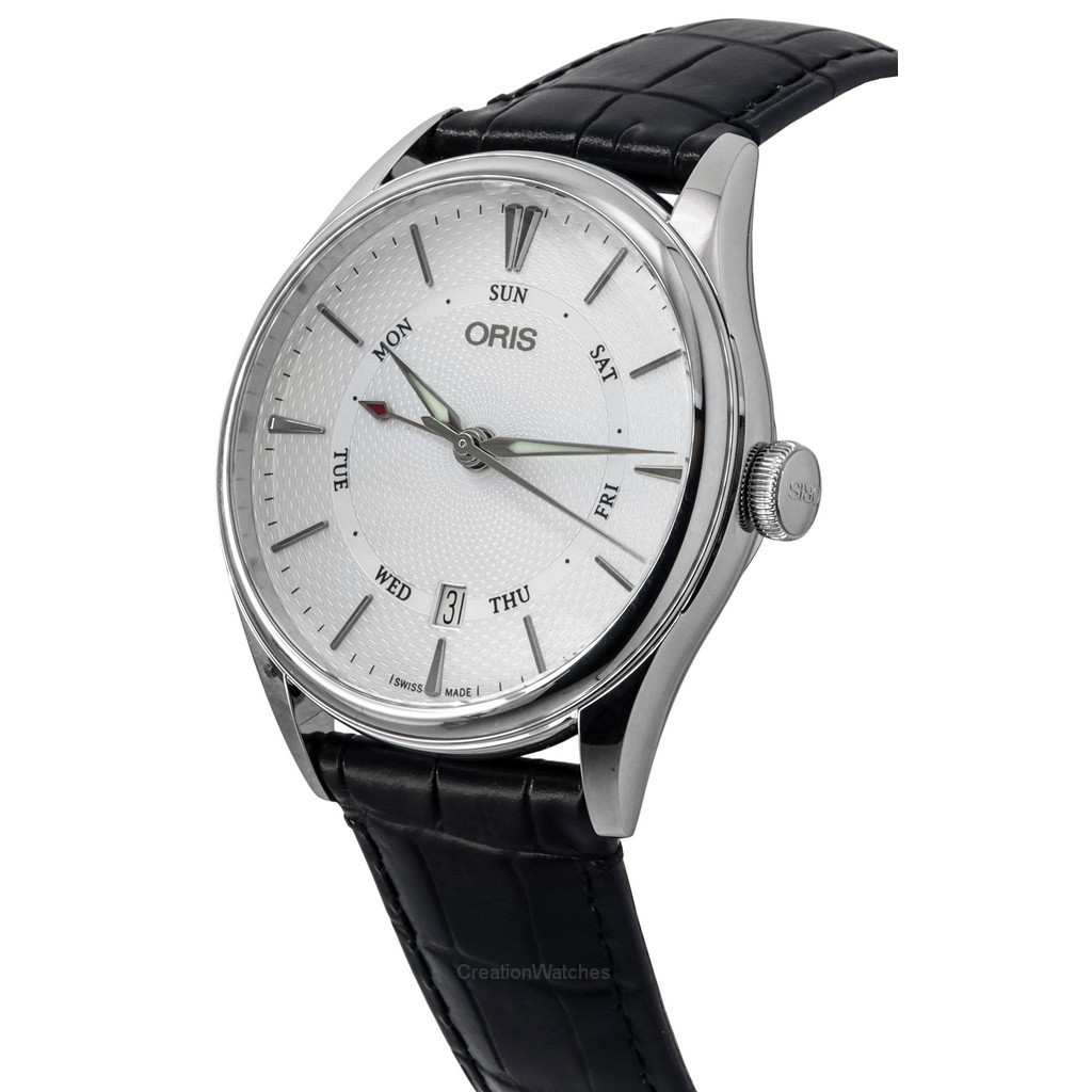 Oris Artelier Pointer Day Date Silver Guilloche Dial Automatic 01 755 7742 4051 07 5 21 64FC Mens Watch