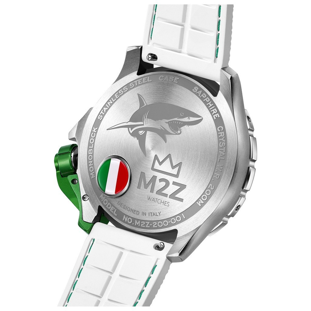 M2Z Diver 200 Sapphire Glass White Strap Grey Dial Automatic 200-001 200M Men's Watch