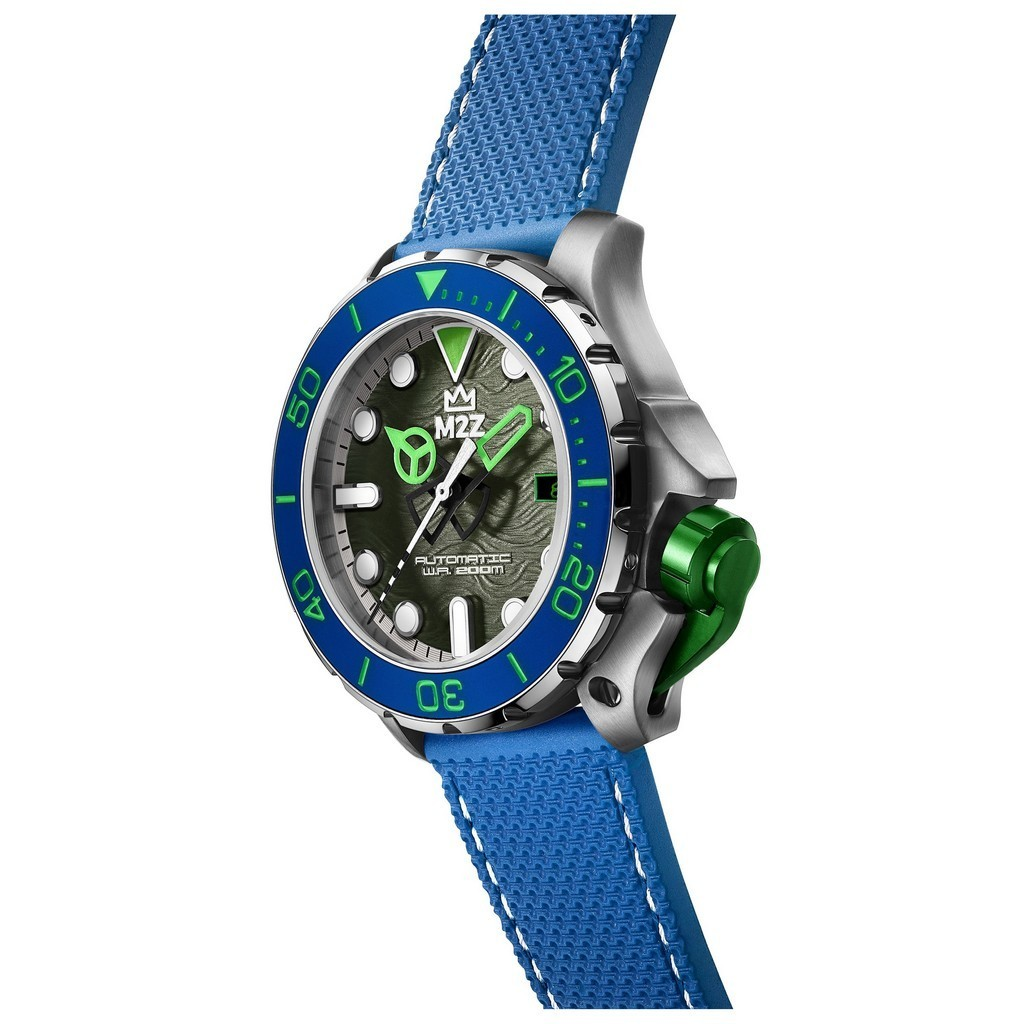 M2Z Diver 200 Sapphire Glass Blue Strap Grey Dial Automatic 200-003 200M Men's Watch