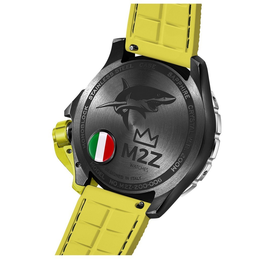 M2Z Diver 200 Sapphire Glass Yellow Strap Grey Dial Automatic 200-006 200M Men's Watch