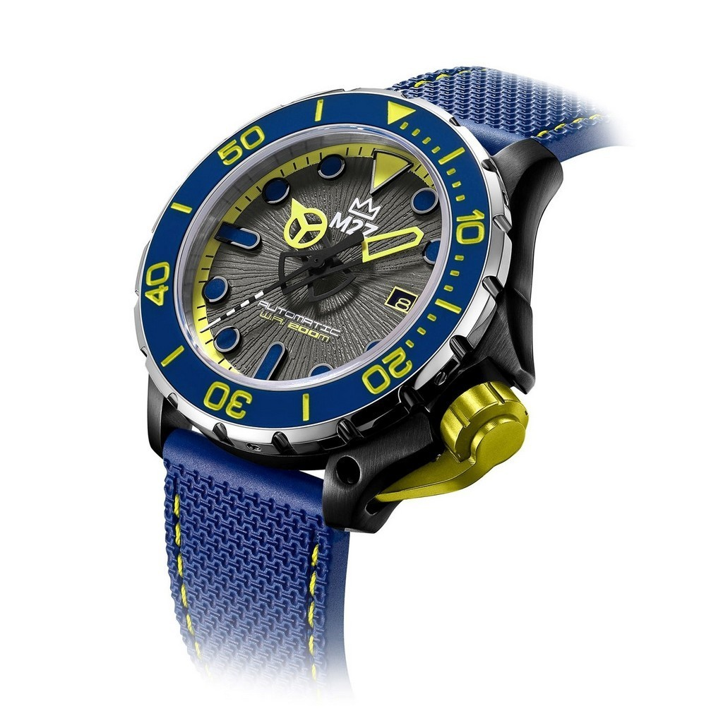 M2Z Diver 200 Sapphire Glass Blue Strap Grey Dial Automatic Diver's 200-006B 200M Men's Watch