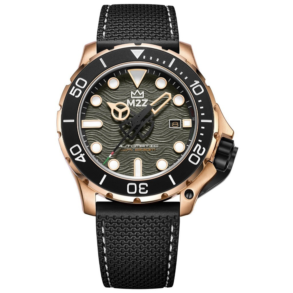 M2Z Diver 200 Sapphire Glass Black Strap Grey Dial Automatic 200-008 200M Men's Watch