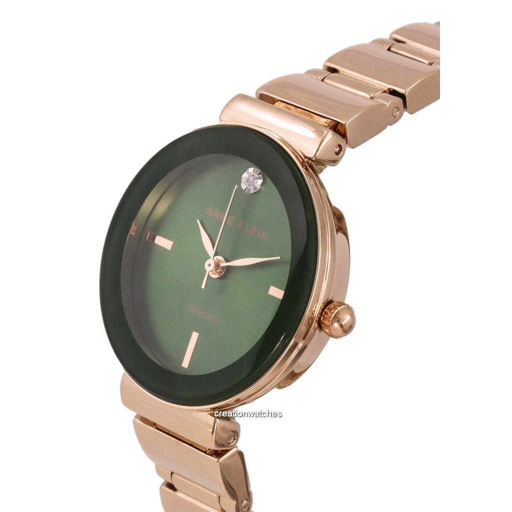 Anne Klein Diamond Accent Green Dial Cuarzo 2434GNRG Reloj para mujer