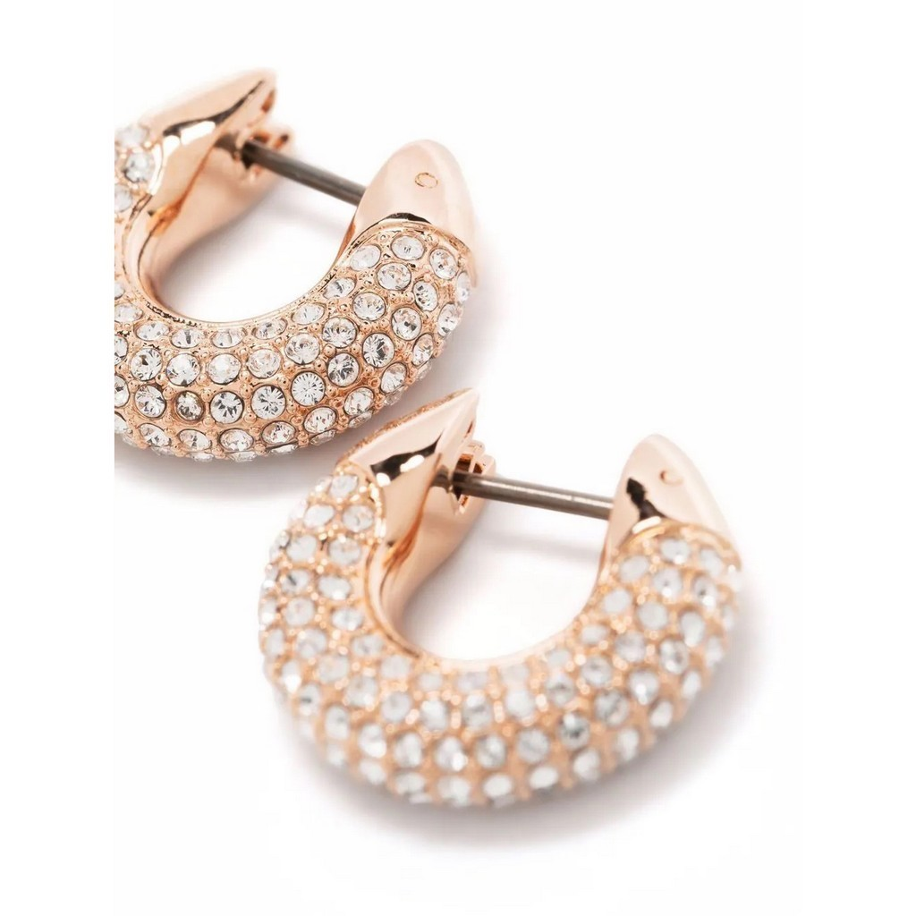 Swarovski Dextera Rose Gold Tone Plated Hoop Earrings With White ...