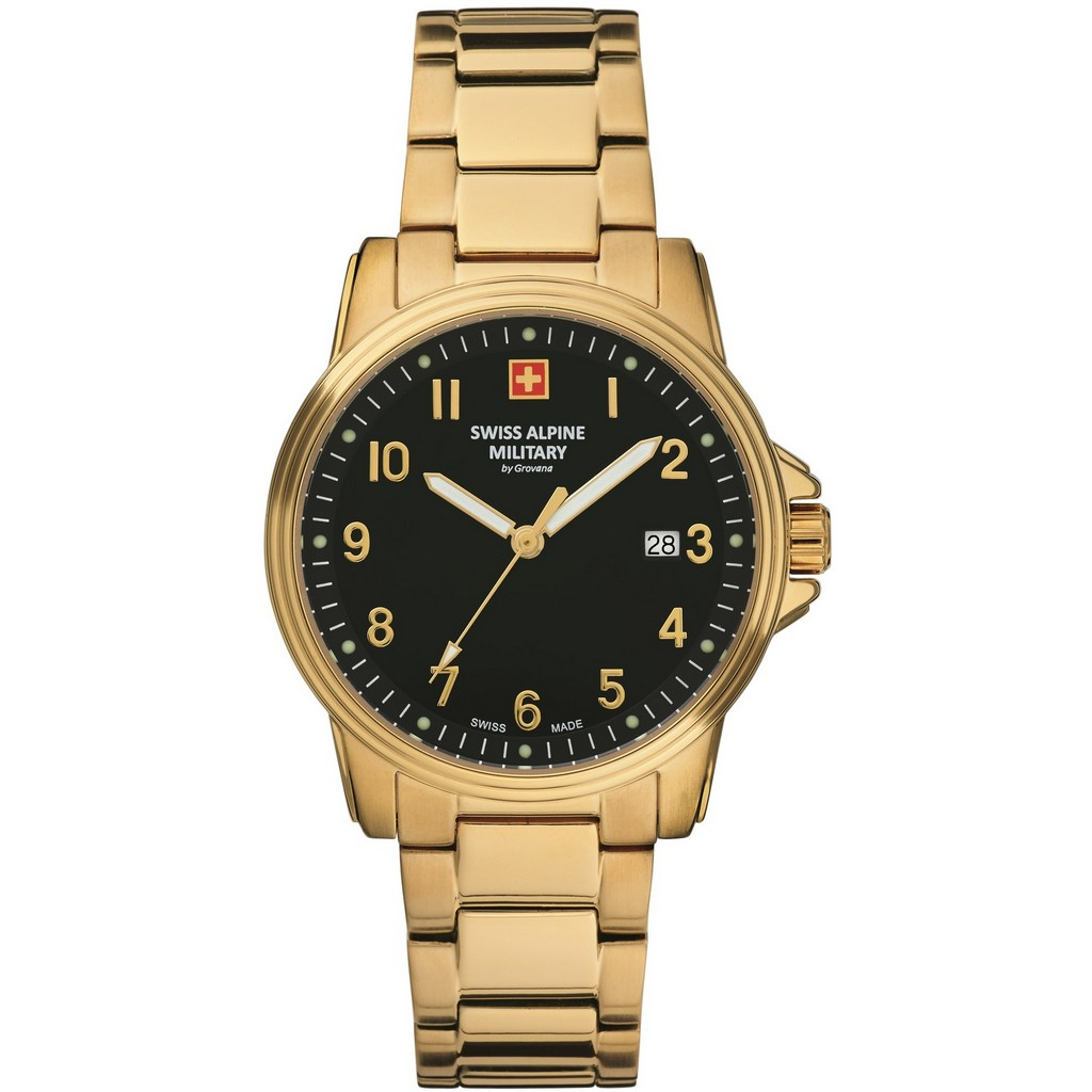 Swiss Alpine Military de Grovana Leader Black Dial Quartz 7011.1117 100M Reloj para hombre