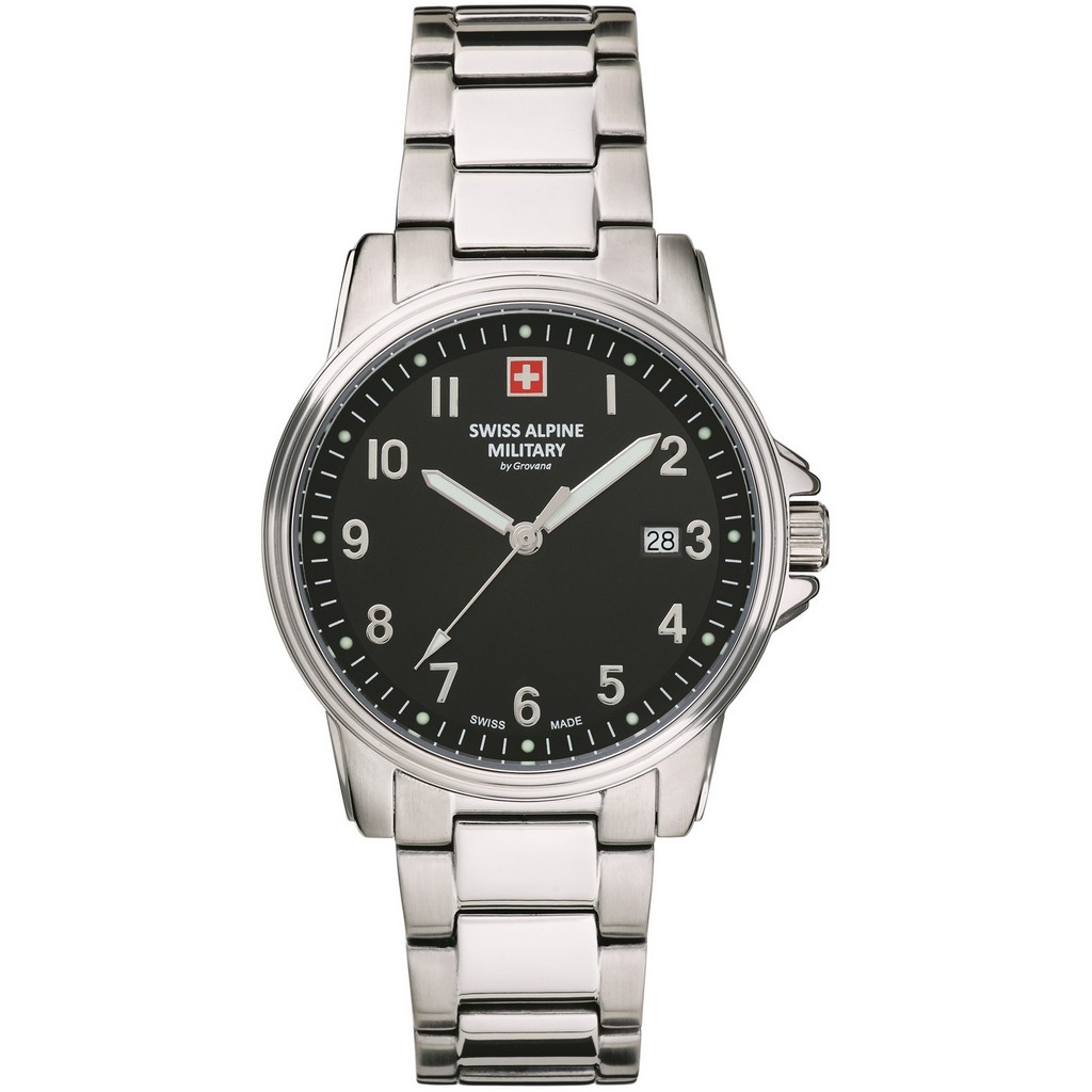 Swiss Alpine Military By Grovana Leader สีดำ dial ควอตซ์ 7011.1137 100M Men's Watch