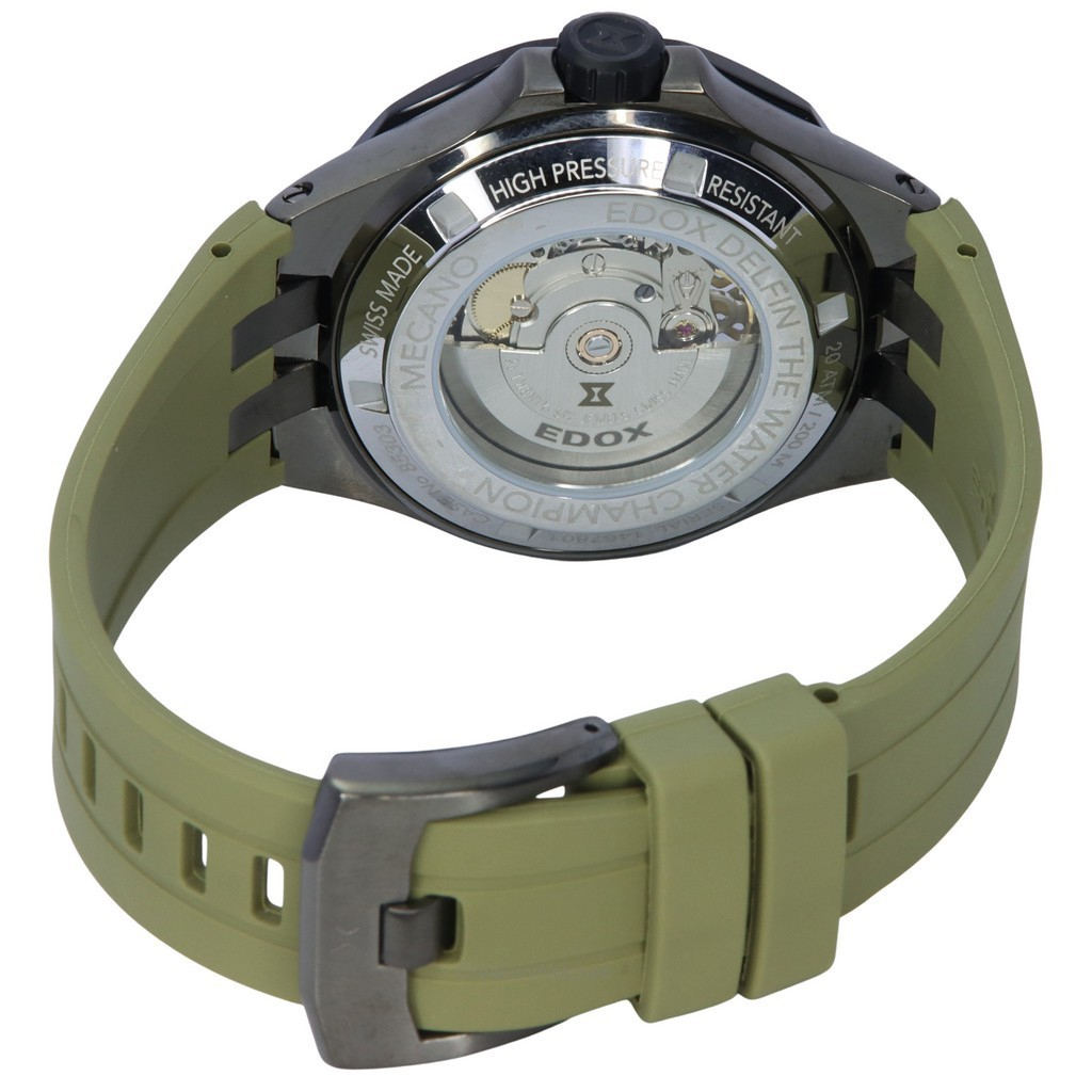 Edox Delfin Mecano Green Skeleton Dial Automatic Diver's 85303357GNCAVVONB 200M นาฬิกาข้อมือผู้ชาย