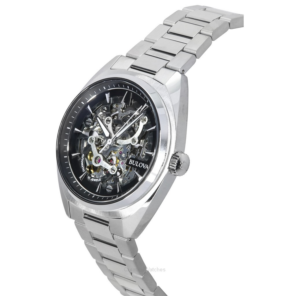 Bulova Classic Surveyor Stainless Steel Silver Skeleton Dial Automatic 96A293 Men's Watch