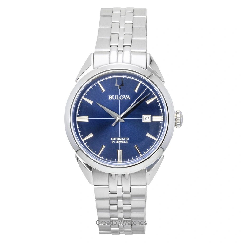 Bulova Sutton ステンレススチール 青文字盤 自動巻き 96B425 メンズ腕時計