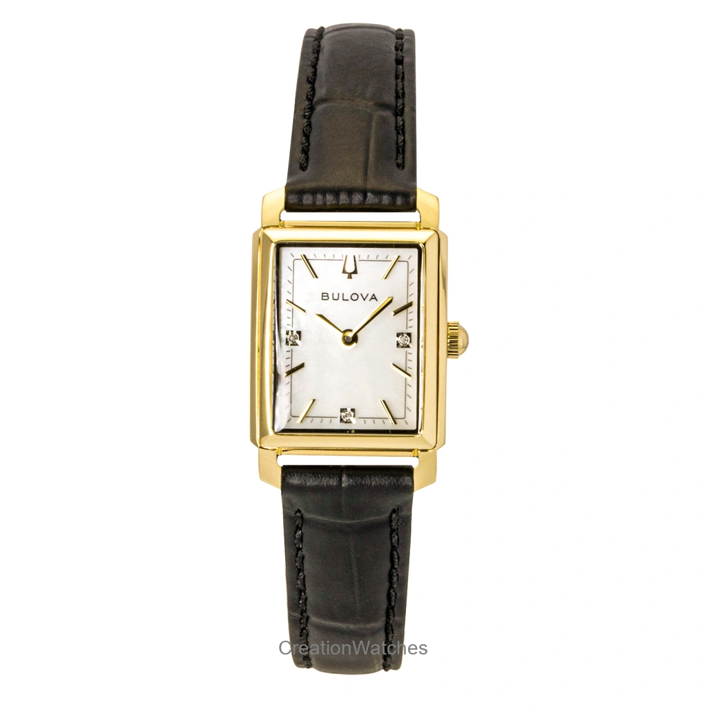 Bulova Sutton レザーベルト Diamond Mother of Pearl Dial クォーツ 97P166 レディース腕時計
