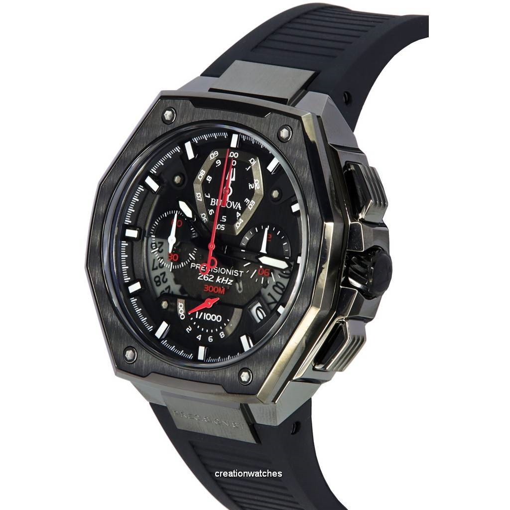 Bulova Precisionist X Chronograph Black Dial Quartz Divers 98B358 300M Mens Watch