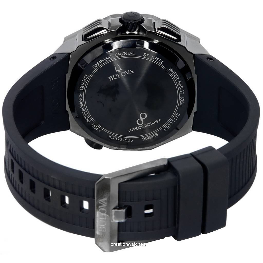 Bulova Precisionist X Chronograph Black Dial Quartz Divers 98B358 300M Mens Watch