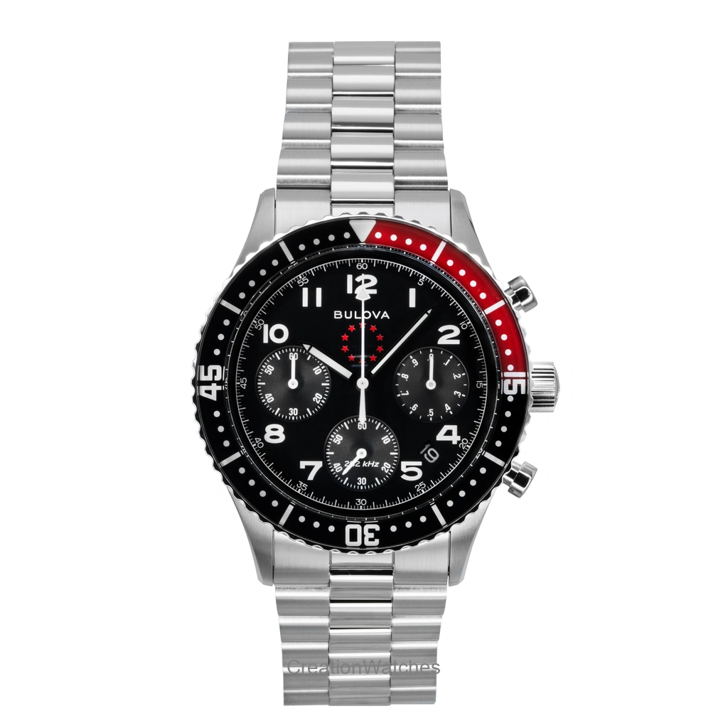 Bulova Marine Star Heritage Special Edition クロノグラフ 黒文字盤 クォーツ ダイバーズ 98B451 200m防水 メンズ腕時計
