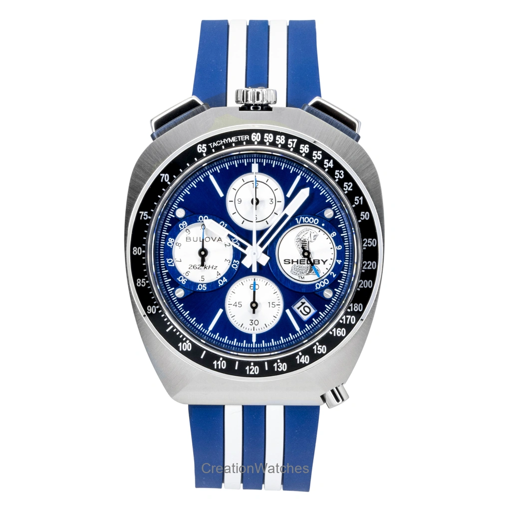 Bulova Shelby Racer クロノグラフ 150th Anniversary 限定品 青文字盤 クォーツ 98B452 メンズ腕時計