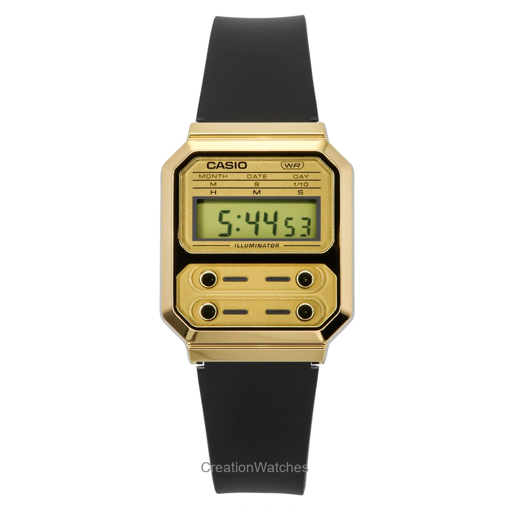 Casio ビンテージ デジタル 樹脂ベルト クォーツ A100WEFG-9A ユニセックス腕時計