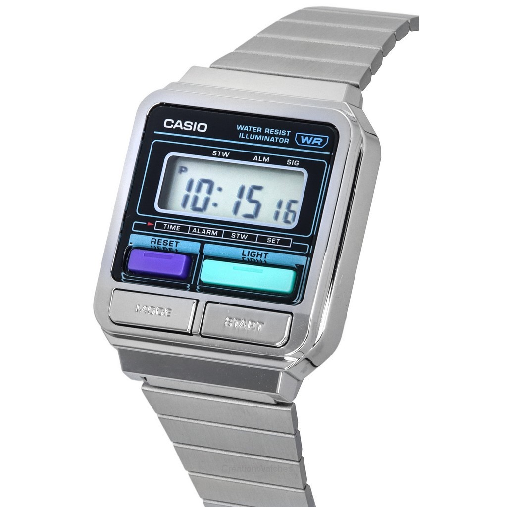 Casio Vintage Digital Stainless Steel Bracelet Quartz A120WE-1A Unisex Watch