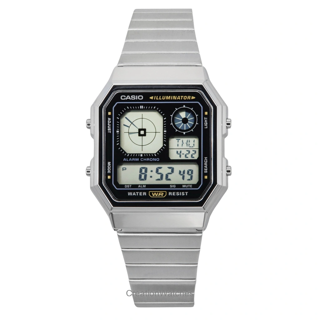 Casio ビンテージ デジタル ステンレススチール クォーツ A130WE-1A ユニセックス腕時計