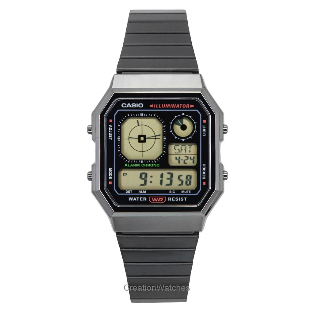 Casio ビンテージ デジタル ステンレススチール クォーツ A130WEGG-1A ユニセックス腕時計