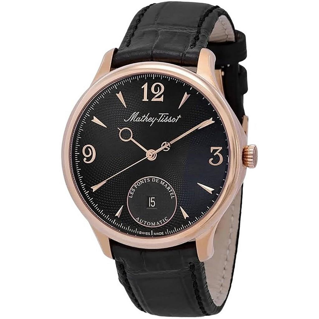 Mathey-Tissot Edmond 自動巻き 限定品 レザーベルト 黒文字盤 AC1886CN メンズ腕時計