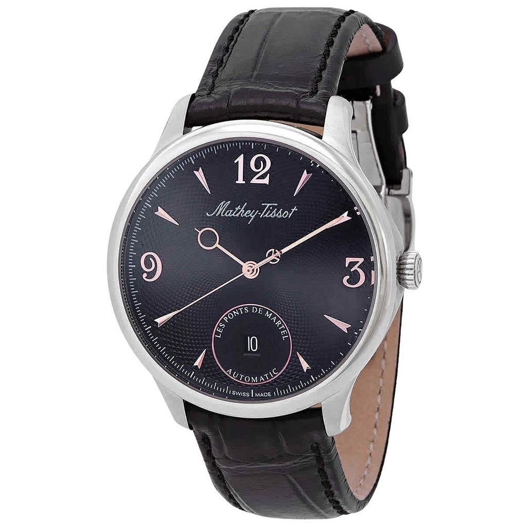 Mathey-Tissot Edmond 自動巻き 限定品 レザーベルト 黒文字盤 AC1886CNA メンズ腕時計