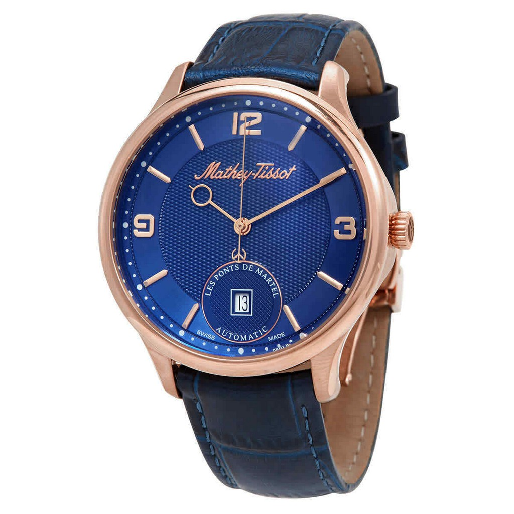 Mathey-Tissot Edmond 限定品 自動巻き 3D レザーベルト 青文字盤 AC1886PBU メンズ腕時計