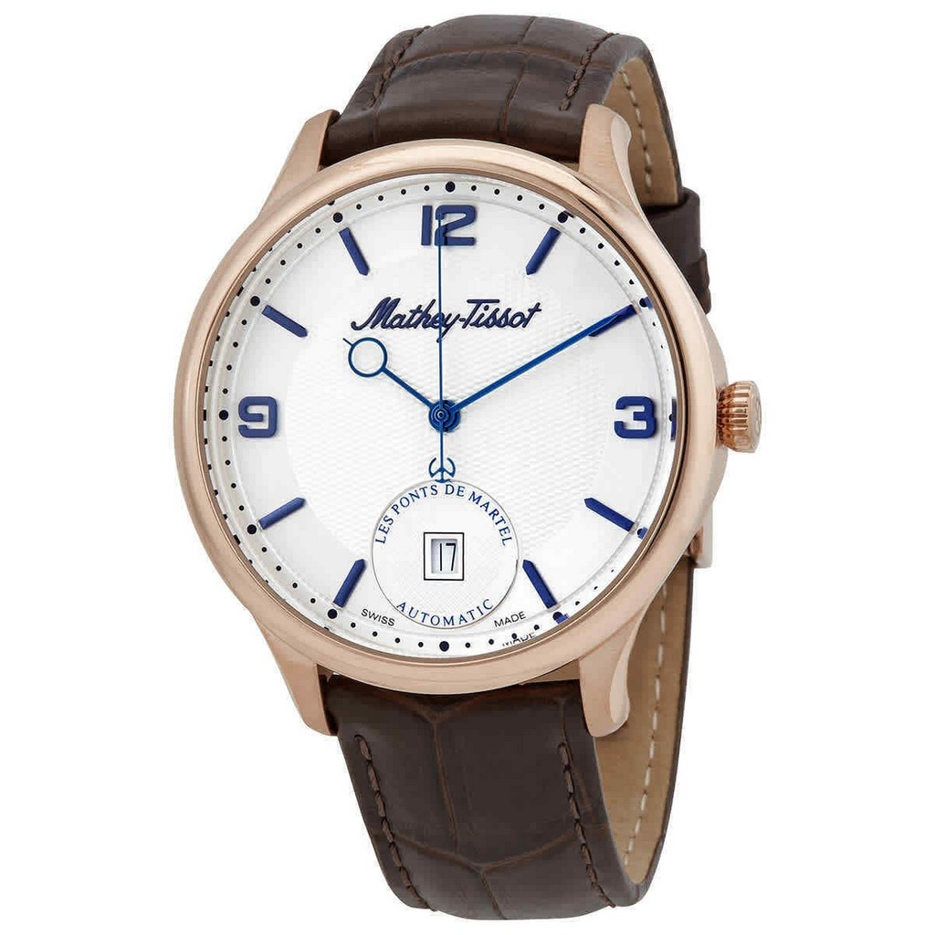 Mathey-Tissot Edmond 自動巻き 3D レザーベルト 白文字盤 AC1886PI メンズ腕時計