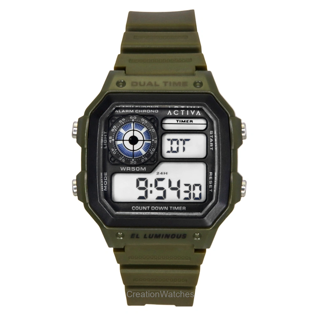 Invicta Activa デジタル Green Polyurethane Strap 黒文字盤 クォーツ ACW1299-002 メンズ腕時計