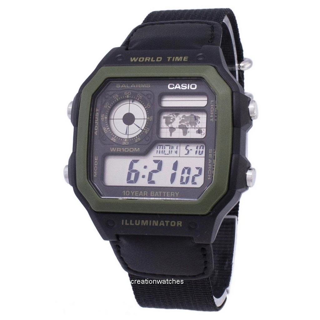 นาฬิกาข้อมือผู้ชาย Casio Youth Series Digital World Time AE-1200WHB-1BVDF AE-1200WHB-1BV