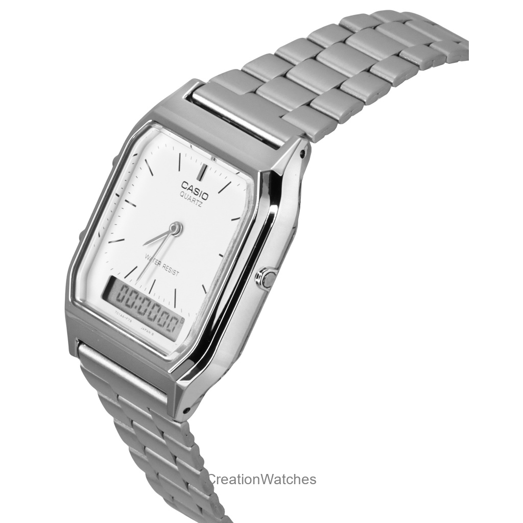 Casio Vintage Dual Time Alarm Quartz Analog Digital AQ-230A-7DMQ AQ230A-7DMQ Unisex Watch