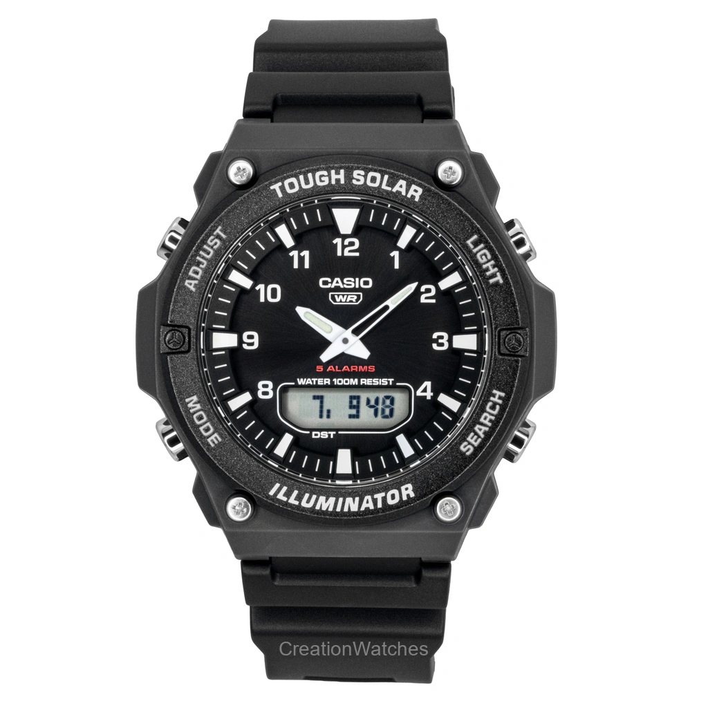 Casio G-SHOCK アナログデジタル 樹脂ベルト 黒文字盤 ソーラー AQ-S820W-1AV 100m防水 メンズ腕時計