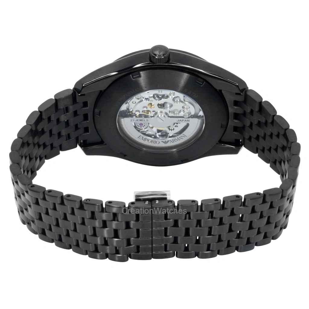 腕時計 EMPORIO ARMANI Emporio Armani Stainless Steel Black Skeleton Dial Automatic