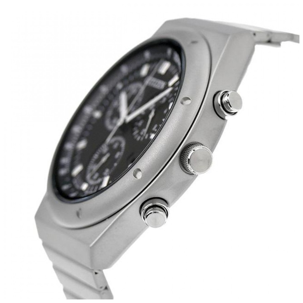 Citizen Eco-Drive Chronograph Stainless Steel Black Dial AT2540-57E Mens Watch