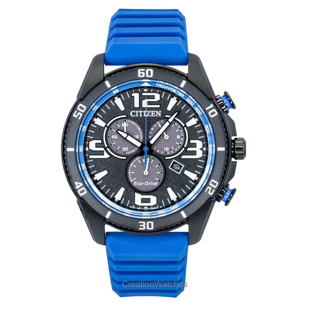 Citizen Brycen クロノグラフ Silicone Strap 黒文字盤 エコ・ドライブ AT2586-05E 100m防水 メンズ腕時計