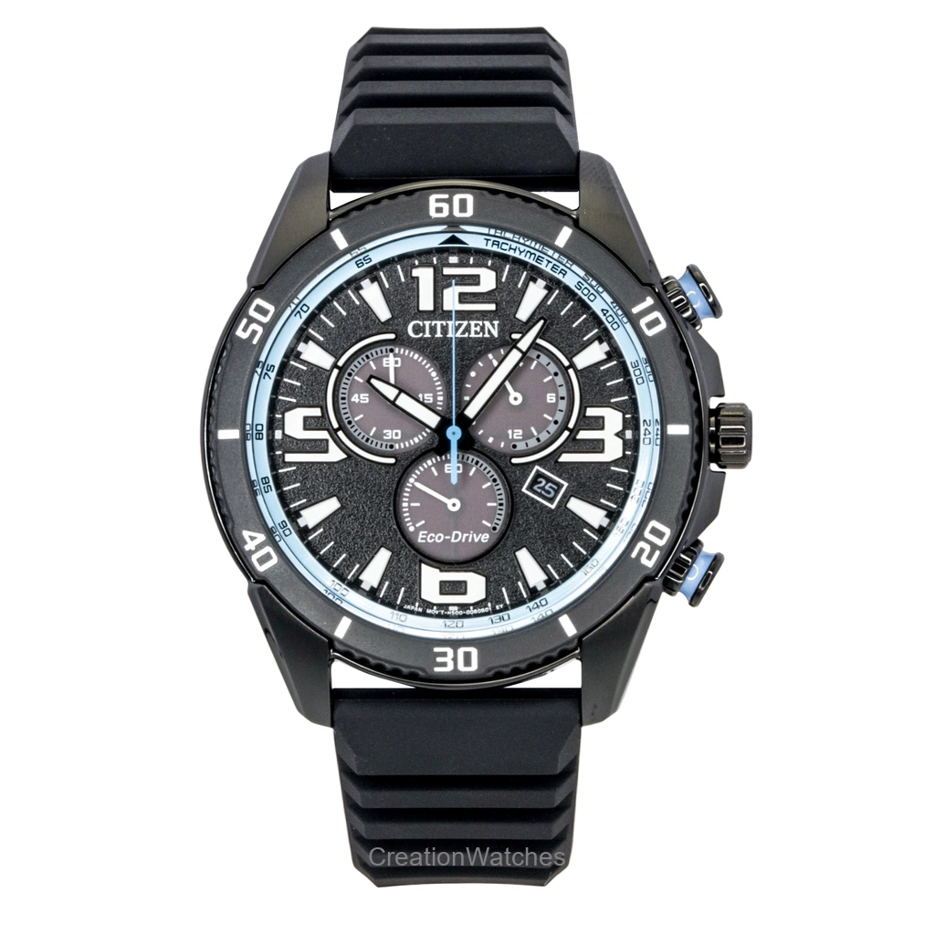 Citizen Brycen クロノグラフ Silicone Strap 黒文字盤 エコ・ドライブ AT2587-02E 100m防水 メンズ腕時計