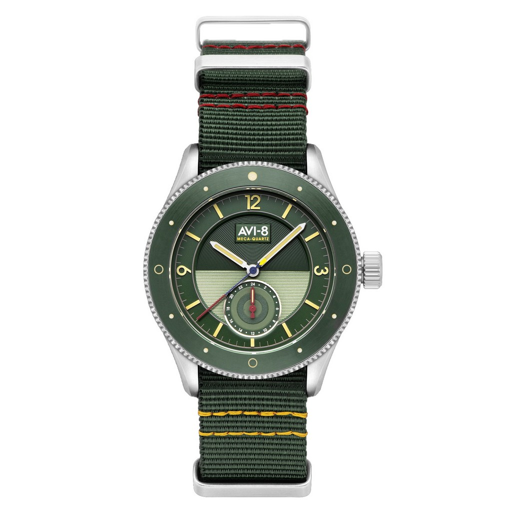 AVI-8 Flyboy Airmaster Sector Meca-クォーツ Vert Green Nylon Strap 緑文字盤 AV-4112-02 メンズ腕時計