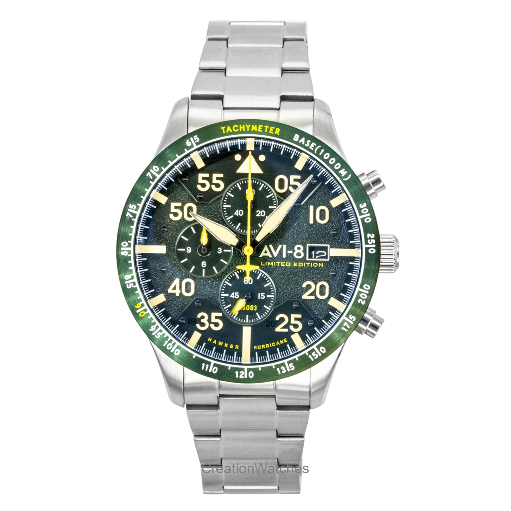 AVI-8 Hawker Hurricane クロノグラフ 限定品 緑文字盤 クォーツ AV-4130-33 Men's Watch With Extra Strap