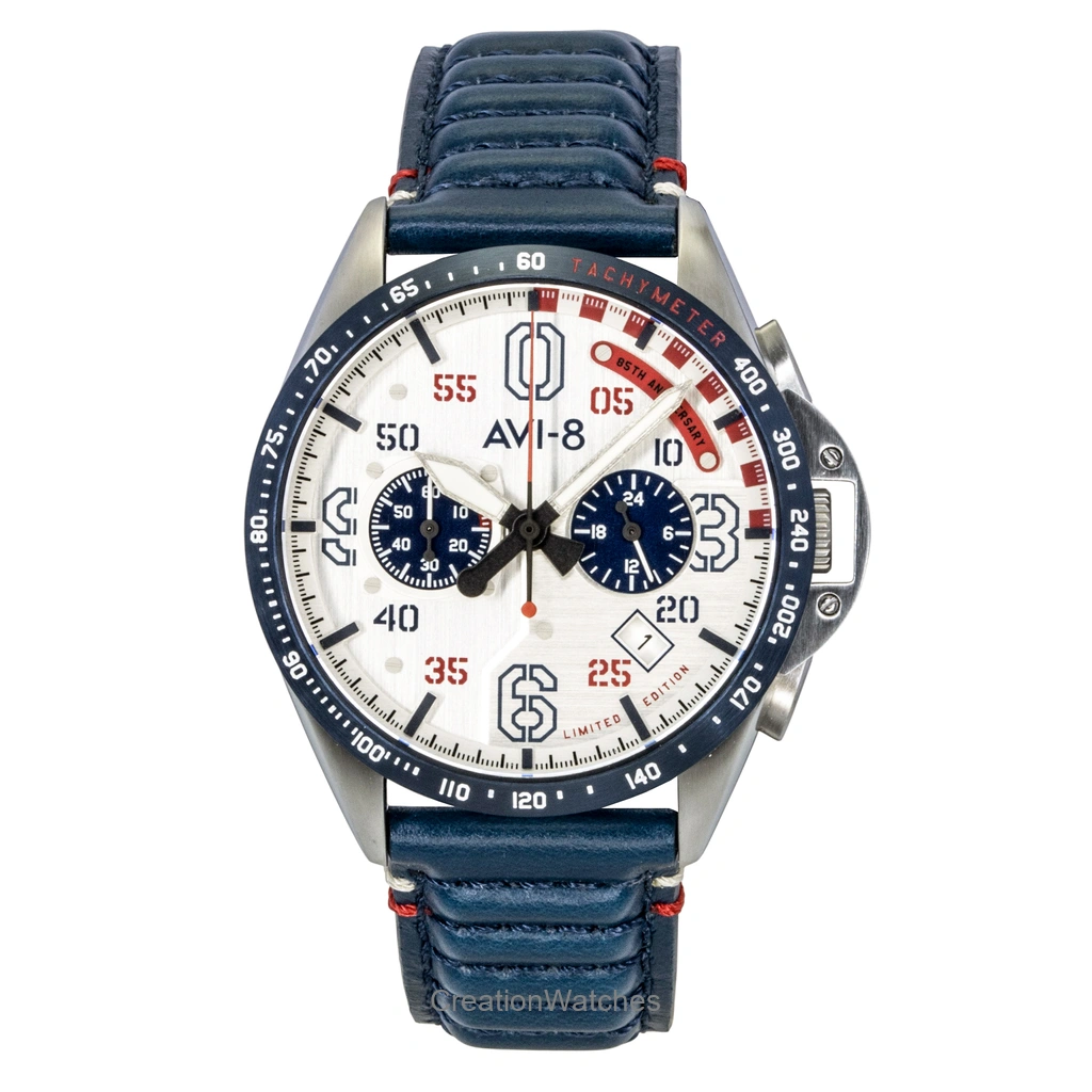AVI-8 P-51 Mustang Kindelberger クロノグラフ 85th Anniversary 限定品 Silver Dial クォーツ AV-4143-01 メンズ腕時計
