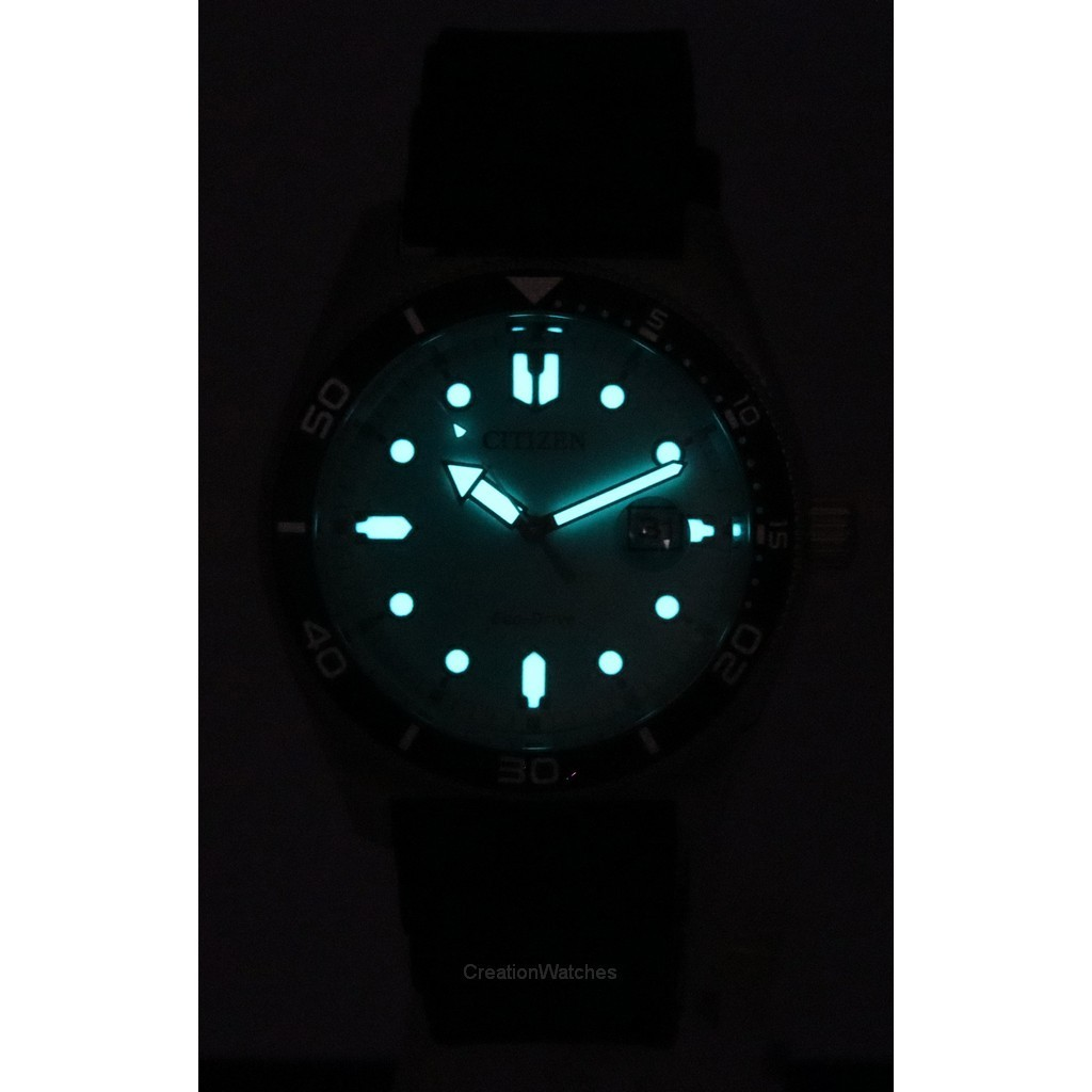 Citizen Eco-Drive Rubber Strap Turquoise Dial AW1760-14X 100M นาฬิกาข้อมือผู้ชาย