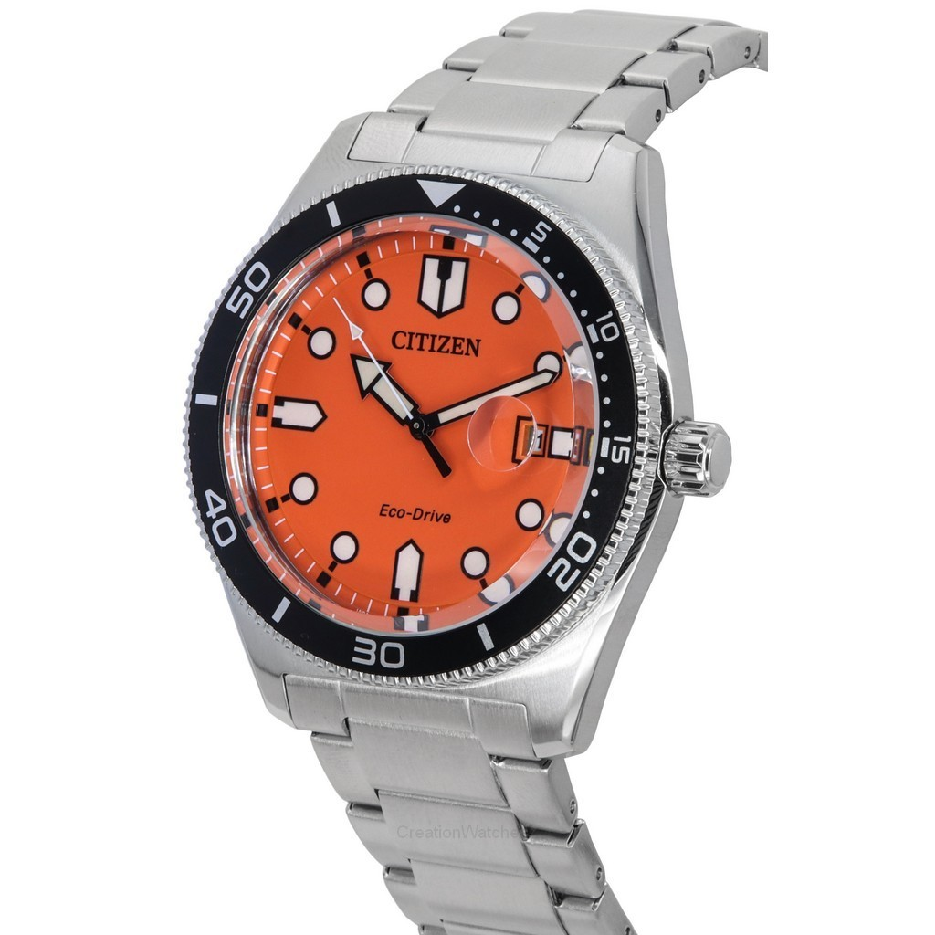 Citizen Eco-Drive Stainless Steel Orange Dial AW1760-81X 100M Men's Watch