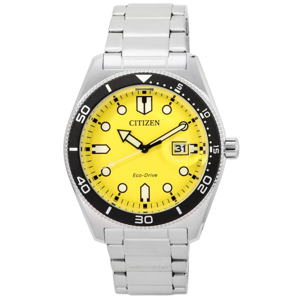 Citizen Sport Eco-Drive Stainless Steel Yellow Dial AW1760-81Z 100M Men ...