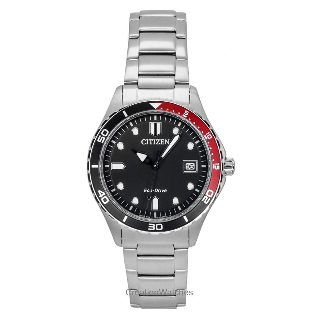 Citizen Eco-Drive Stainless Steel Black Dial AW1820-81E 100M
