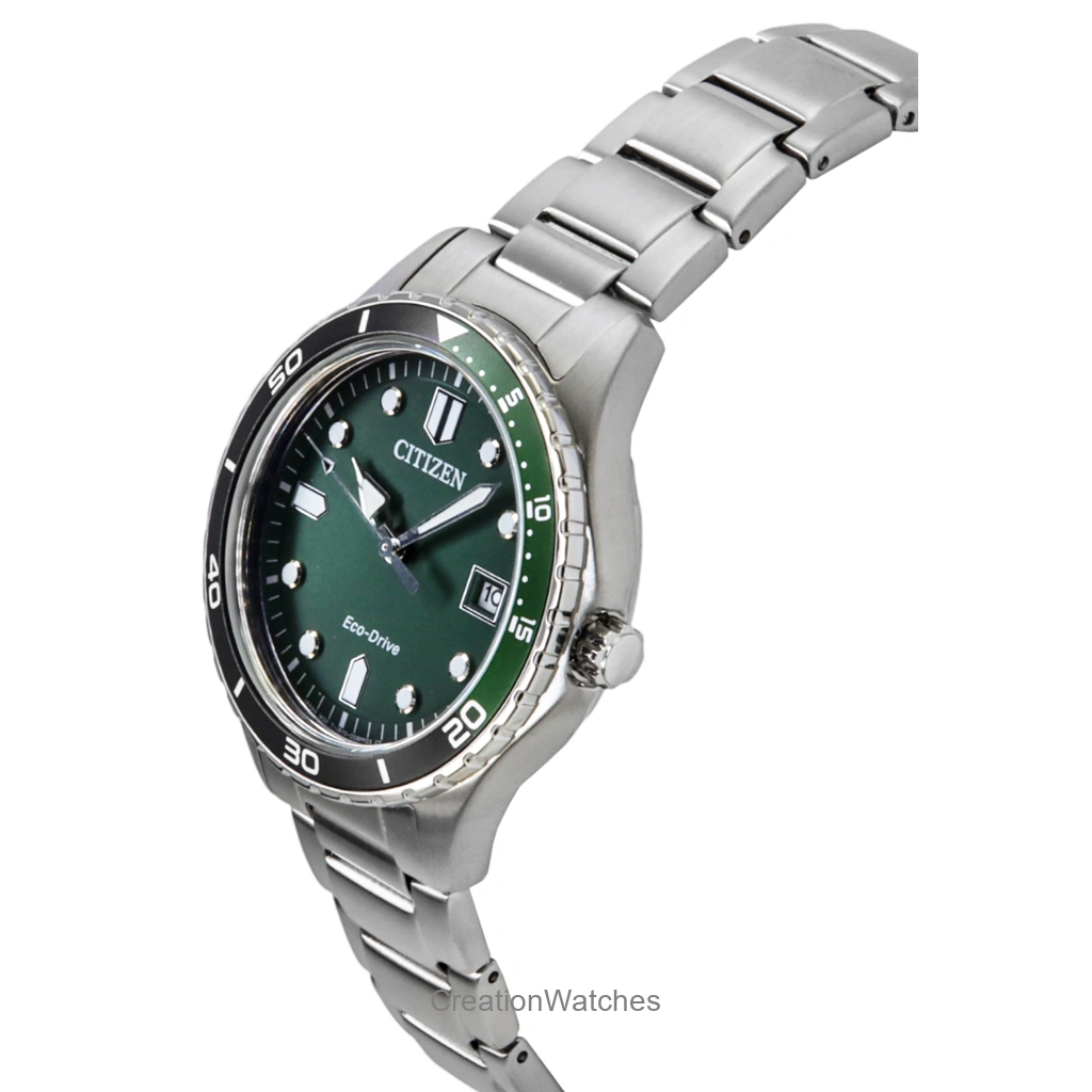 Citizen Eco-Drive Stainless Steel Green Dial AW1828-80X 100M