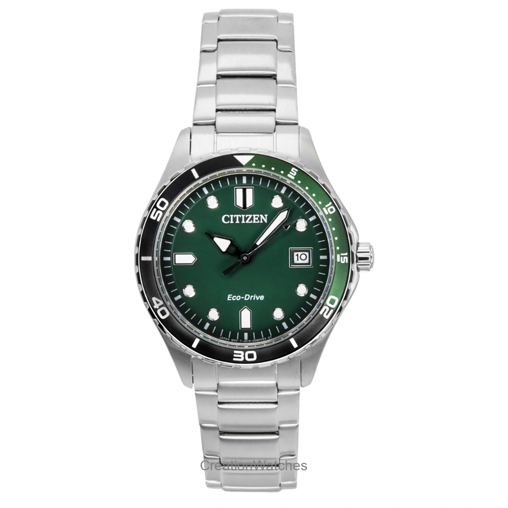 Citizen Eco-Drive Stainless Steel Green Dial AW1828-80X 100M