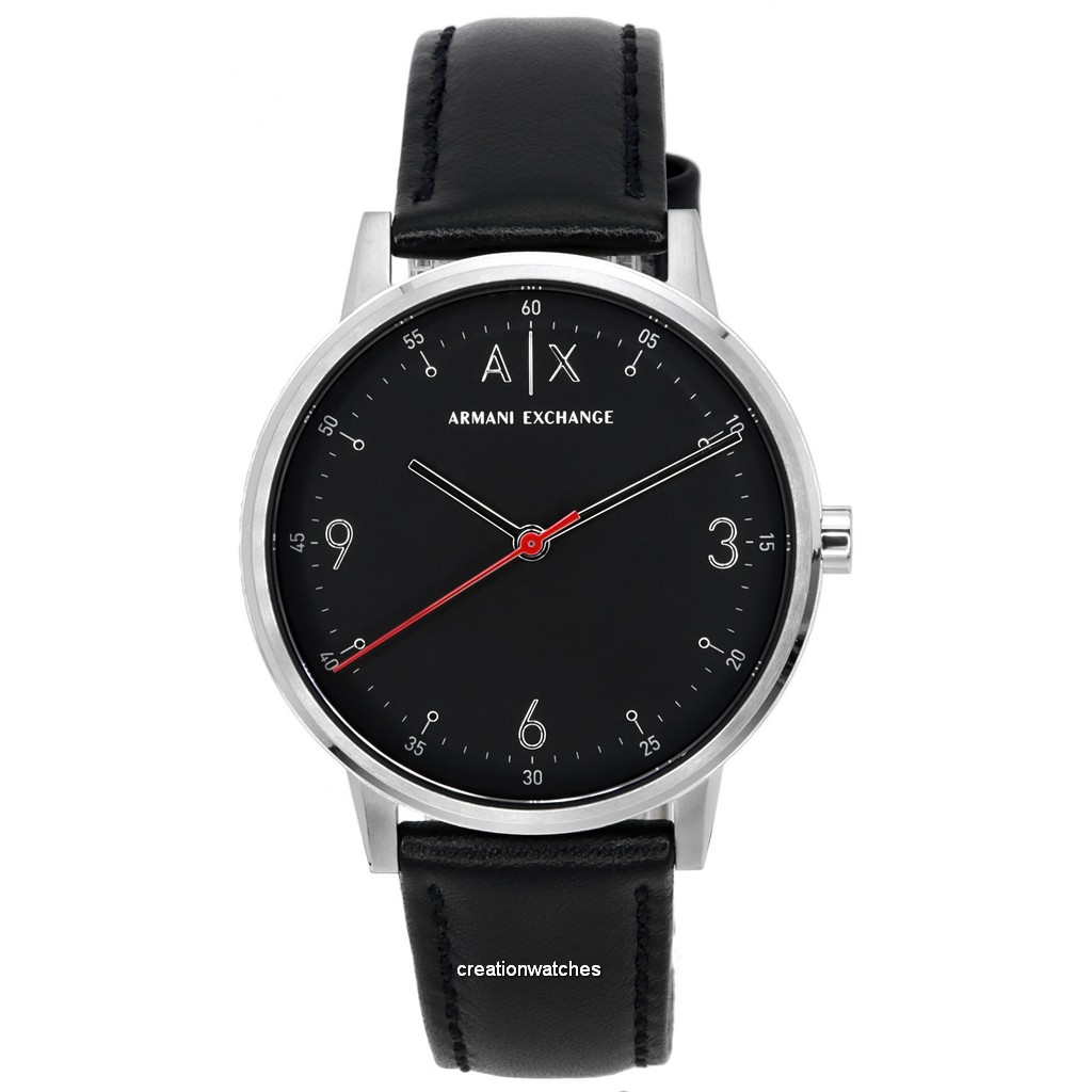 Armani Exchange Cayde Strap Quartz Men\'s AX2739 Leather Dial Watch Black