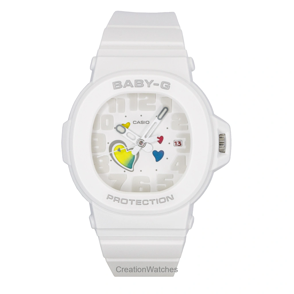 Casio Baby-G アナログ Playful Hearts Series 白文字盤 クォーツ BGA-10-7A 100m防水 レディース腕時計