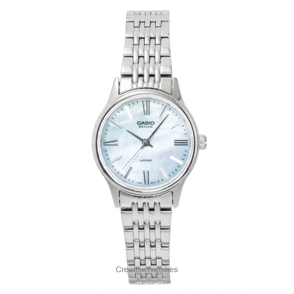 Casio Beside アナログ ステンレススチール Mother of Pearl Dial クォーツ BLS-100DS-2AV レディース腕時計