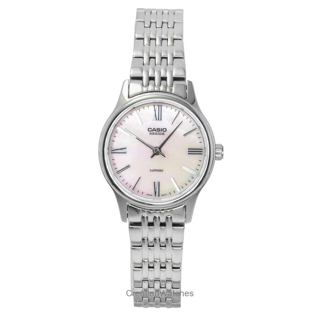 Casio Beside アナログ ステンレススチール Pink Mother of Pearl Dial クォーツ BLS-100DS-4AV レディース腕時計
