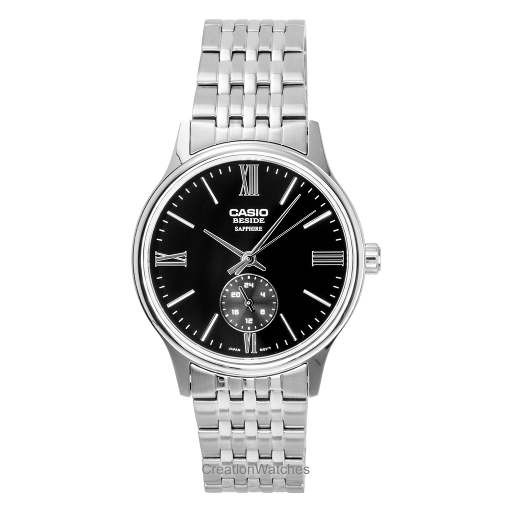 Casio Beside アナログ ステンレススチール 黒文字盤 クォーツ BMS-100D-1AV メンズ腕時計